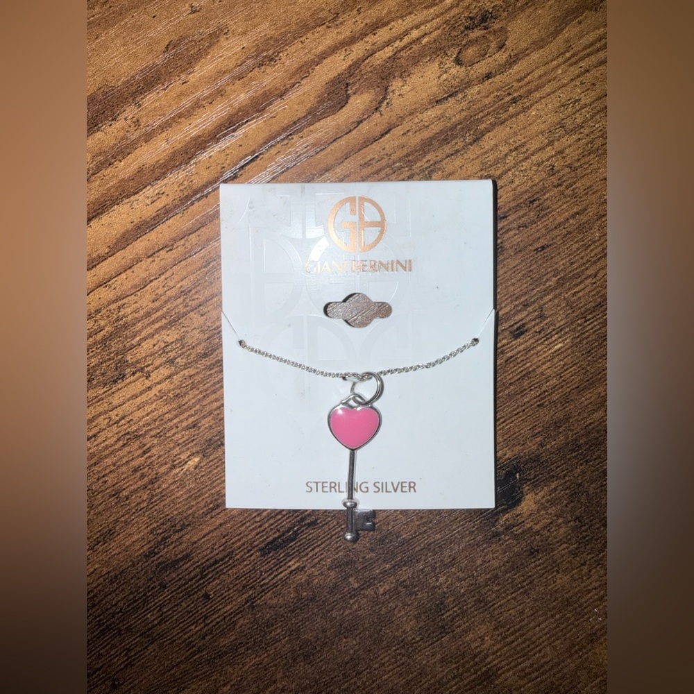 Giani Bernini pink heart key pendant necklace 18”